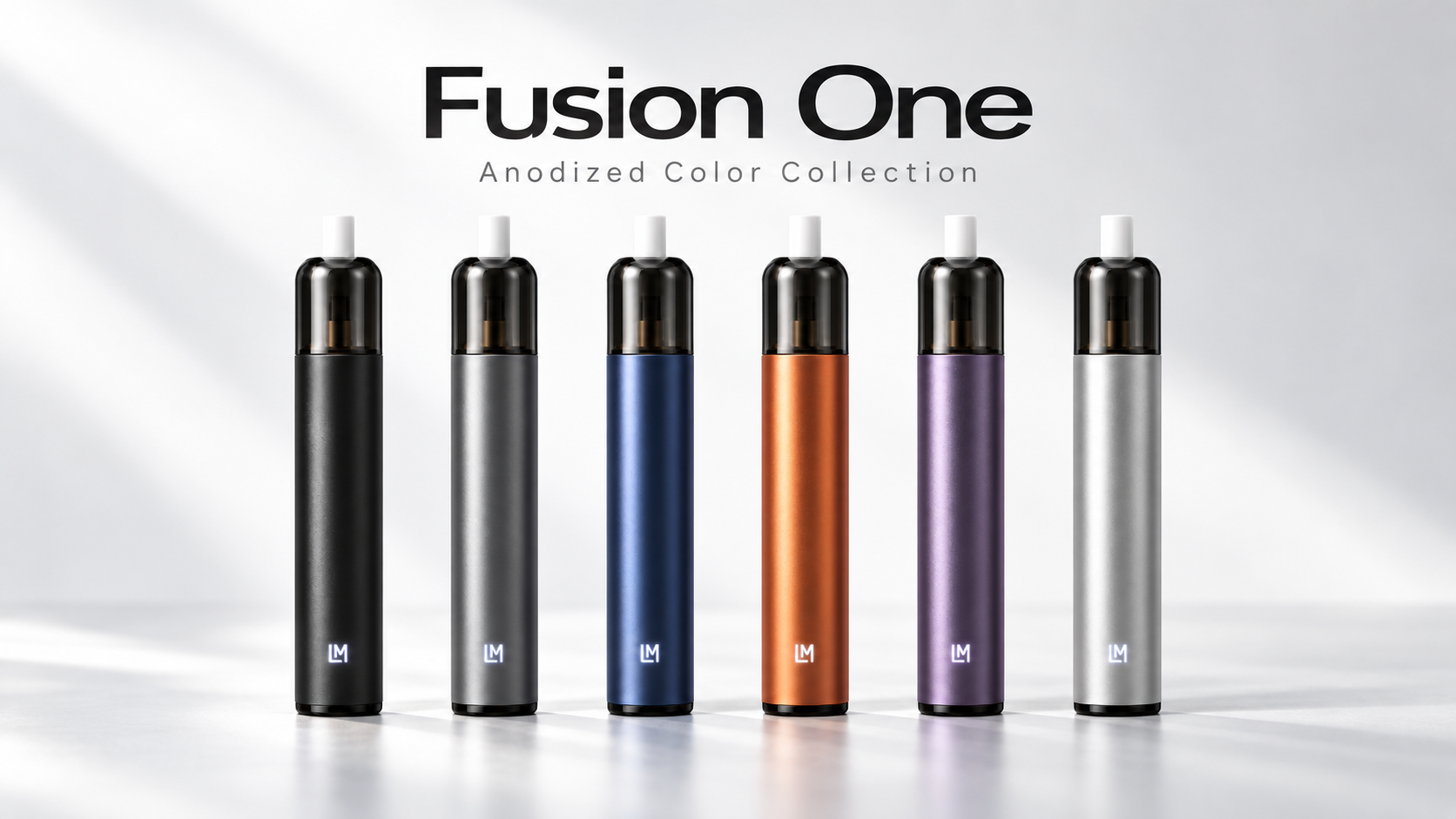 Fusion One Anodized Color Collection in black, graphite, navy, orange, violet and silver